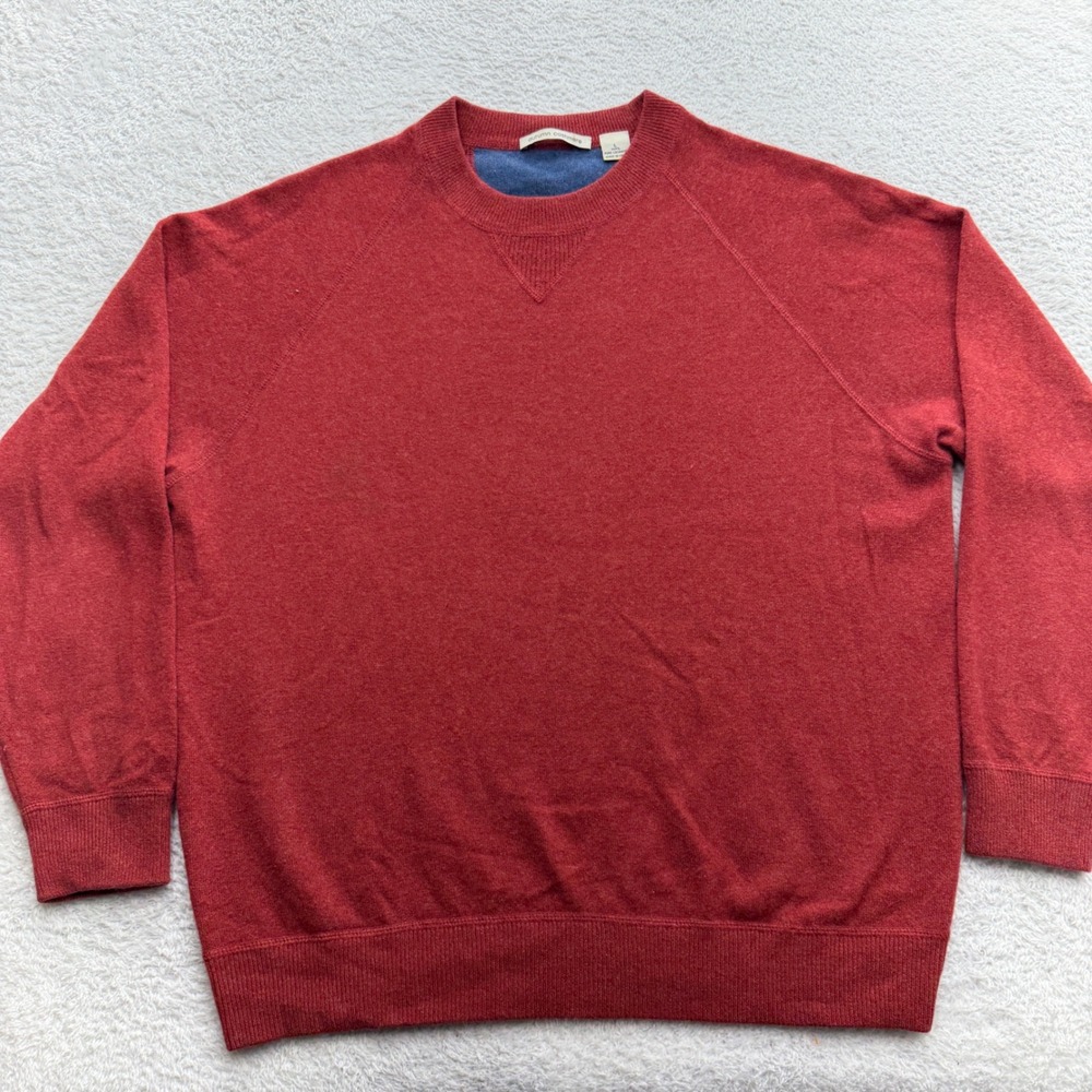 Autumn Cashmere Mens 100% Cashmere Crewneck Sweater Rust Red‎ Raglan Large